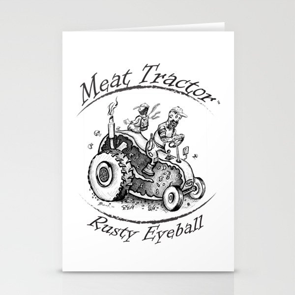 Meat Tractor BW Stationery Cards