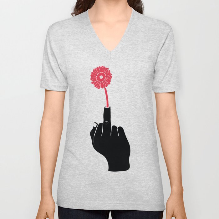 The One Fingered (Hippy) Solute V Neck T Shirt