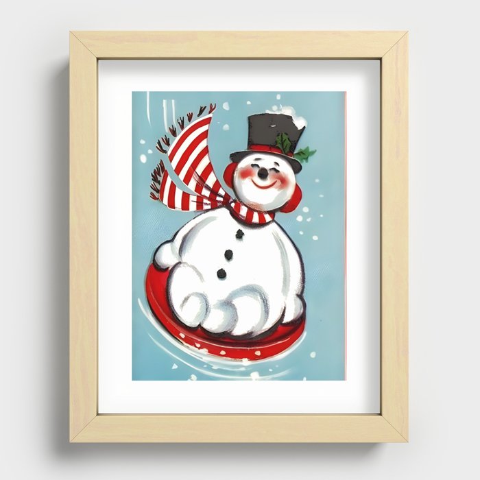 Snowman Recessed Framed Print