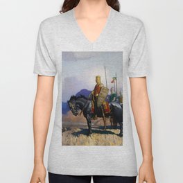 “King Edward Views the Battle” by NC Wyeth V Neck T Shirt