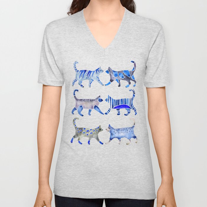 Cat Collection – Blue Palette V Neck T Shirt