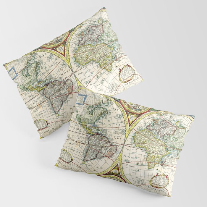 Vintage World Map Antique Pillow Sham