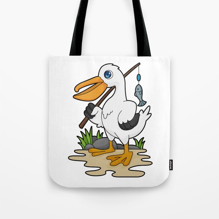 Pelican as Fisher with Fishing rod & Fish Tote Bag by Markus Schnabel ...