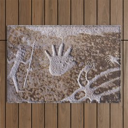 Australia Photography - Ancient Symbols Carved In Stone Outdoor Rug