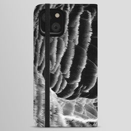 Greylag goose feathers in black and white | Bird feather texture iPhone Wallet Case