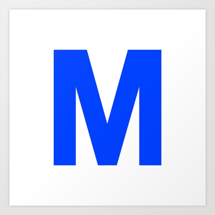 Letter M (Blue & White) Art Print