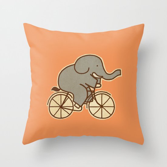 Elephant Cycle Throw Pillow