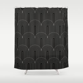 Art Deco Arch Pattern V Black & White Shower Curtain