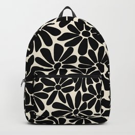 Black and White Retro Floral Art Print  Backpack