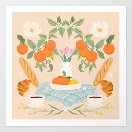 Breakfast and Flowers  Art Print