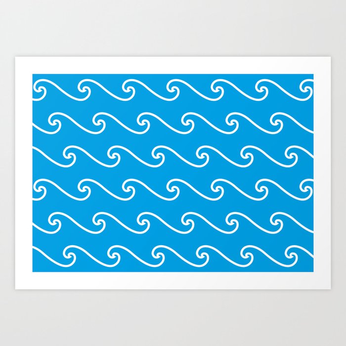 Wave Pattern | Waves | Nautical Patterns | Turquoise Blue and White | Art Print