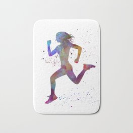 Woman runner running jogger jogging silhouette 01 Bath Mat | One, Running, Silhouette, Jogging, Watercolor, Sportswear, Muscular, Jumping, Sports, Jogger 