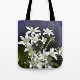 White 6 Petal Star Wildflowers Tote Bag