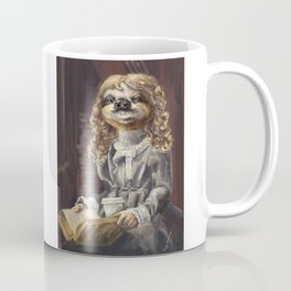 The Slow Read (sloth reading and drinking coffee) Coffee Mug