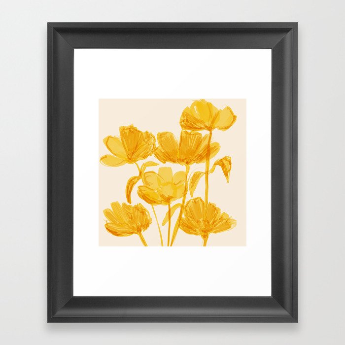 Golden Bloom | Floral Painting Home Decor Framed Art Print