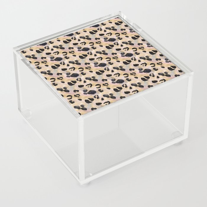 Pretty Leopard Animal Print Pattern Acrylic Box
