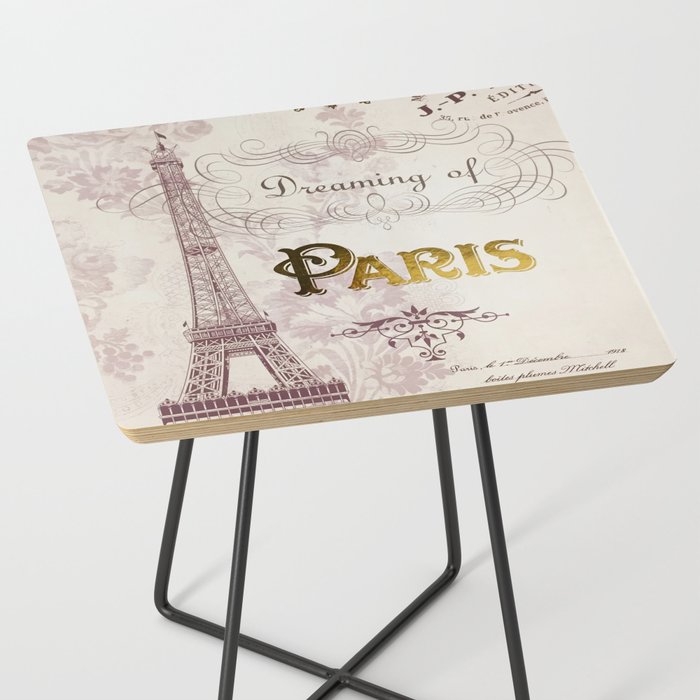 Paris Eiffel Tower French Script Blush Pink Montage Side ...