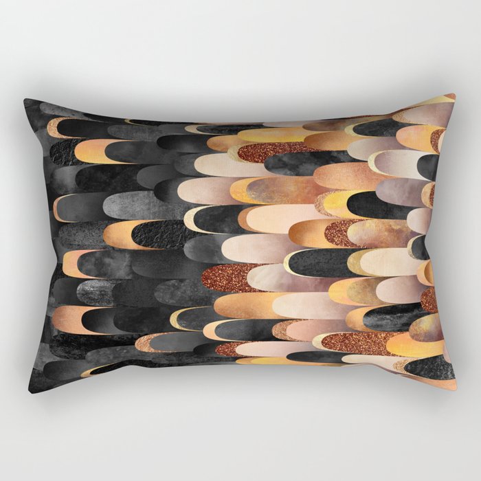 Feathered - Copper And Black Rectangular Pillow