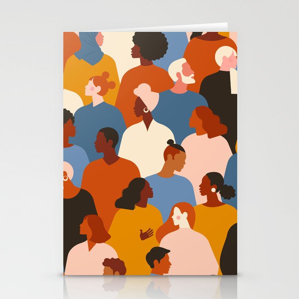 Diverse group of stylish people standing together. Stationery Cards