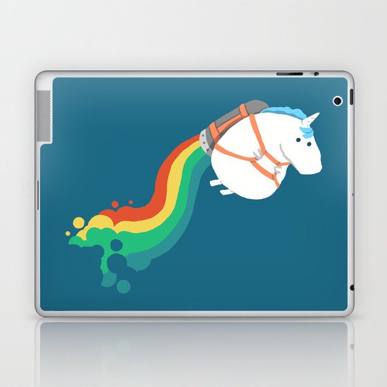 Fat Unicorn on Rainbow Jetpack Laptop & iPad Skin