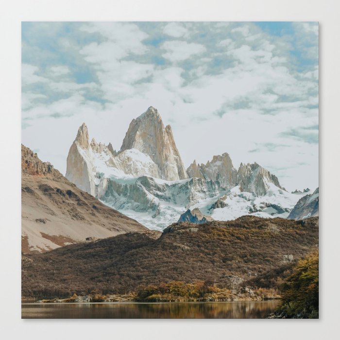 Argentina Photography - Lake In Front Of Huge Tall Mountain Canvas Print