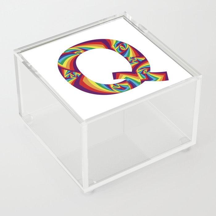capital letter Q with rainbow colors and spiral effect Acrylic Box