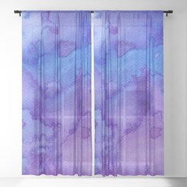 Blue purple pink hand painted watercolor pattern Sheer Curtain
