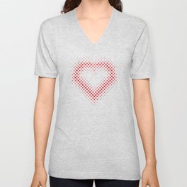 Heart Shape Halftone Dot Red Heart Pattern V Neck T Shirt