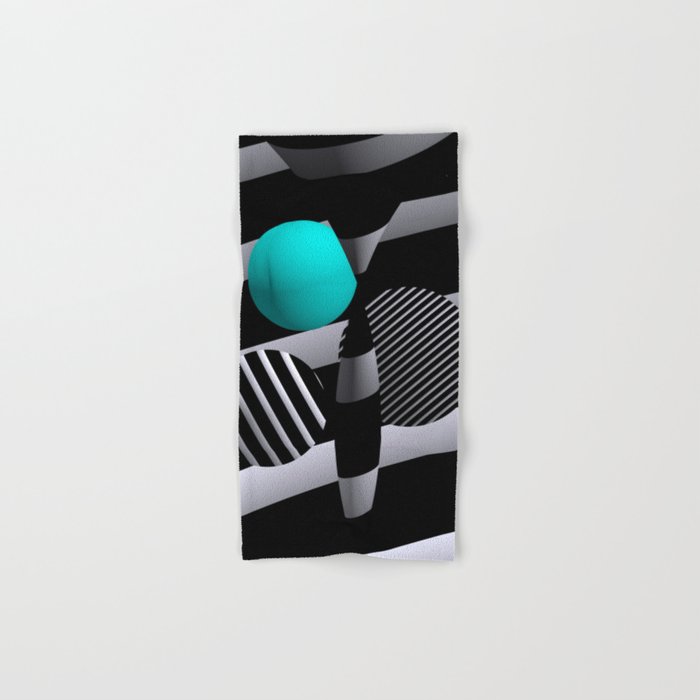 black and white and turquoise -200- Hand & Bath Towel