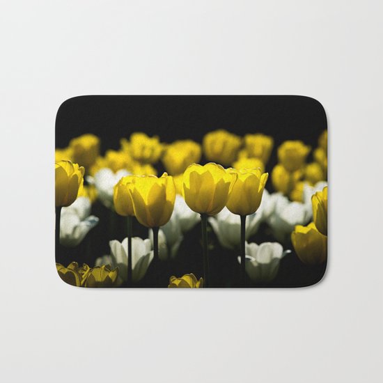 Tulips Yellow And White Bath Mat