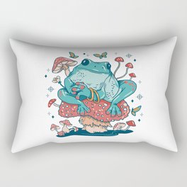 Frog Lounging on a Mushroom Cottage core Rectangular Pillow