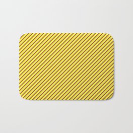 [ Thumbnail: Yellow, Tan, and Sienna Colored Stripes Pattern Bath Mat ]