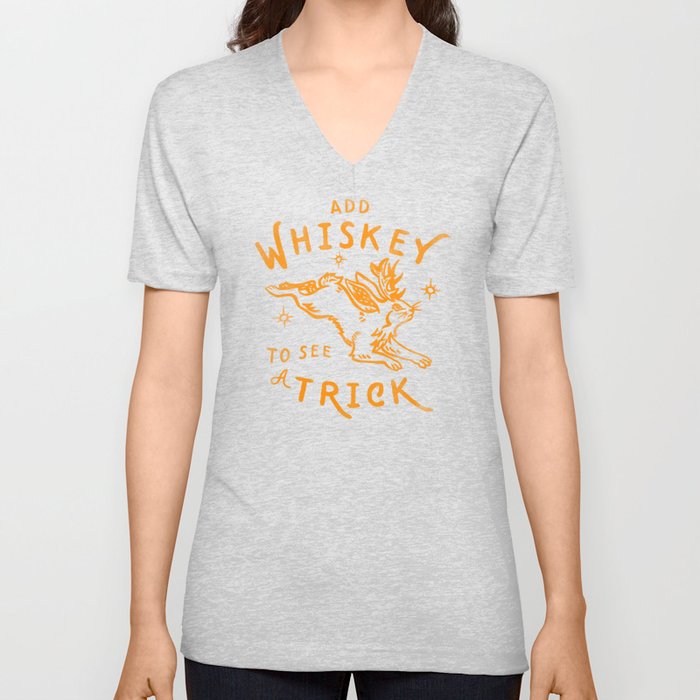 "Add Whiskey To See A Trick" Funny Jackalope T-Shirt Design V.2 V Neck T Shirt