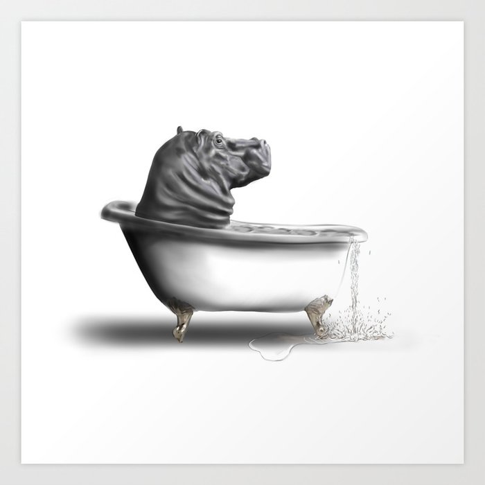 Hippo In Bath Art Print By Blanshie Society6