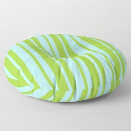 [ Thumbnail: Green and Turquoise Colored Stripes Pattern Floor Pillow ]