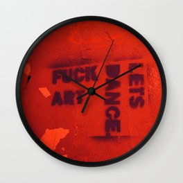 Photograph of graffiti at a squatters' house in Zagreb, Croatia Wall Clock