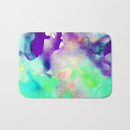 Watercolor background in purple blue and green Bath Mat