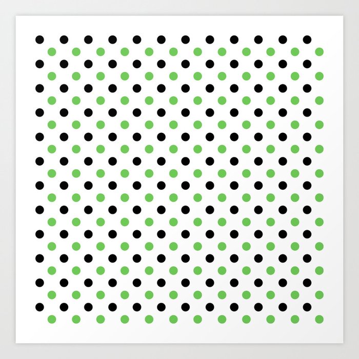 Geometric Polka Dot Pattern in Green c.CLRPTTRN Art Print