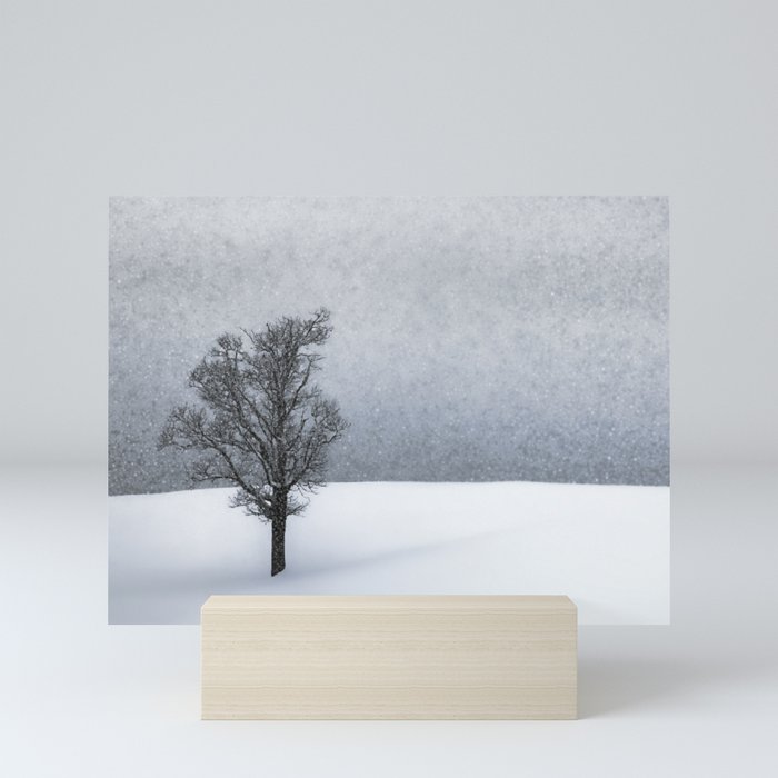 LONELY TREE Idyllic Winterlandscape Mini Art Print
