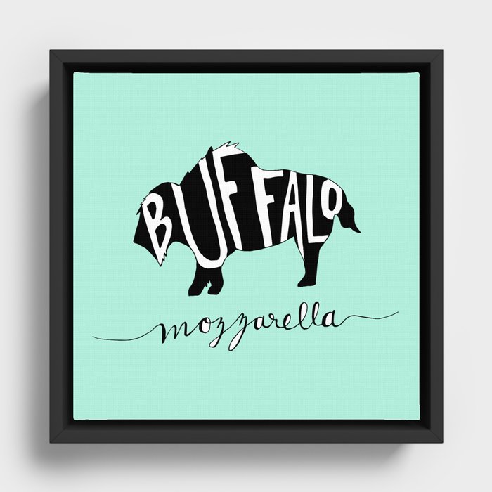 Buffalo Mozzarella Teal Framed Canvas
