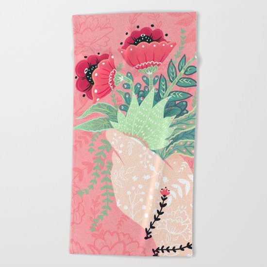 Pink Bouquet Beach Towel