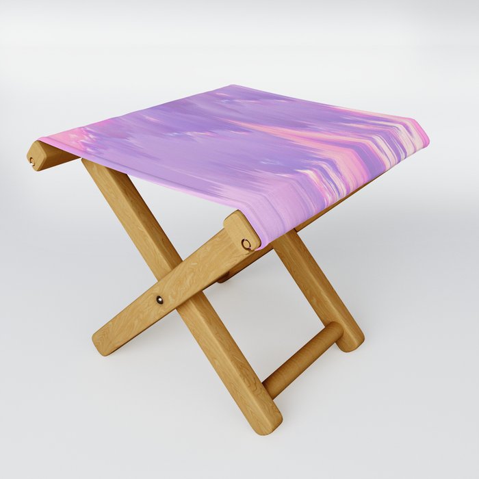 Modern Abstract Pink Lavender Brushstrokes Ombre Folding Stool