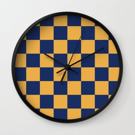 Checkers blue and yellow Wall Clock