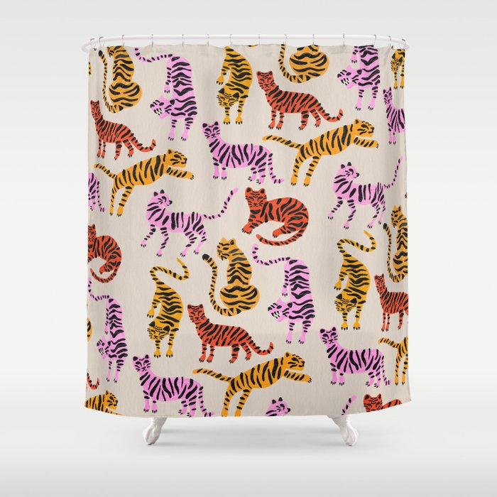 Tiger Collection – Pink & Yellow Palette Shower Curtain