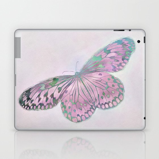 Pink Purple Green Butterfly Painting Laptop & iPad Skin