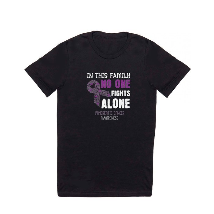 Family No Alone Purple Pancreatic Cancer Awareness T Shirt