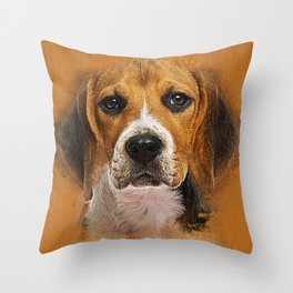 Beagle dog digital art Throw Pillow