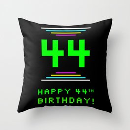 [ Thumbnail: 44th Birthday - Nerdy Geeky Pixelated 8-Bit Computing Graphics Inspired Look Throw Pillow ]