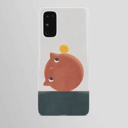 Cute circle cat with ball Android Case