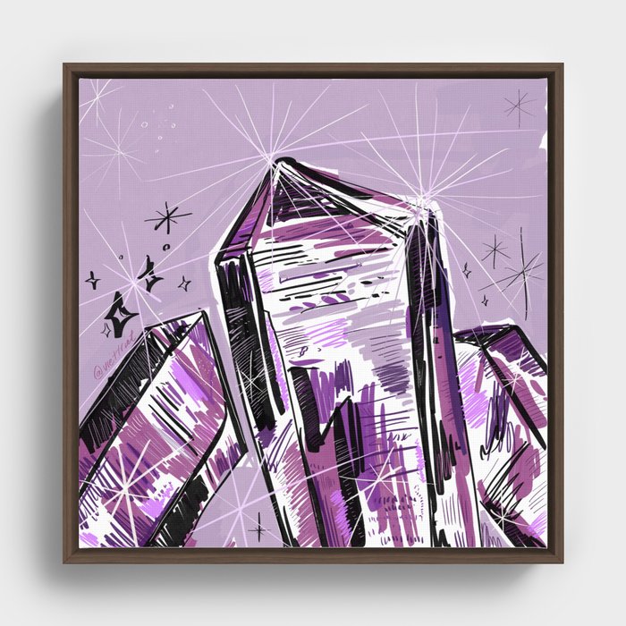 Crystal  Framed Canvas | Drawing, Crystal, Amethyst, Gem, Minerals, Birthstone, Purple, Sparkle, Shine, Powers